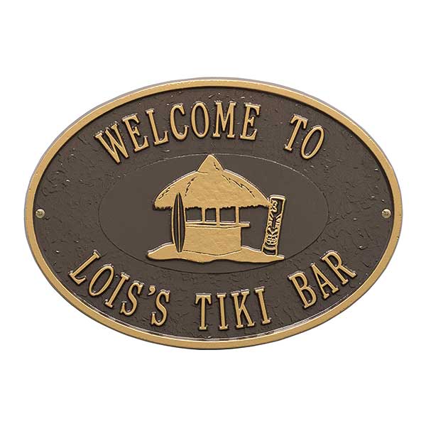 Tiki Hut Personalized Aluminum Deck Plaques - 25228