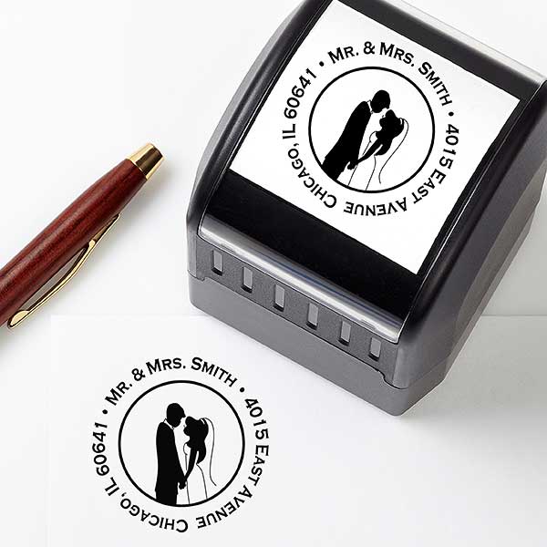 Bride & Groom Custom Return Address Wedding Stamp - 25266