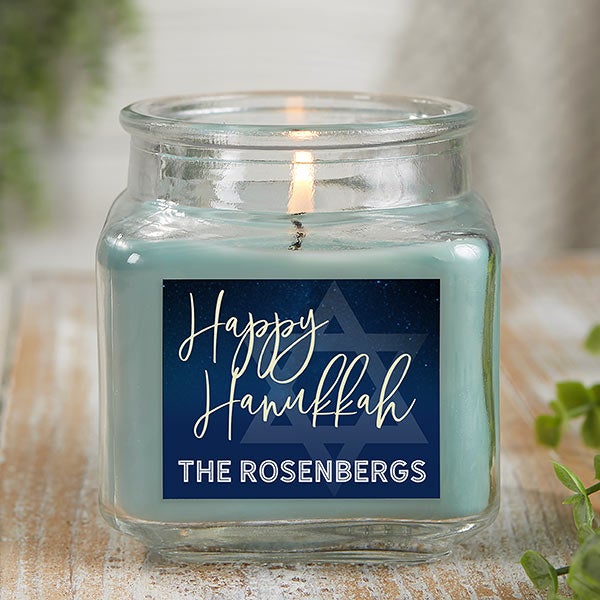 Hanukkah Personalized Scented Glass Candle Jars - 25280