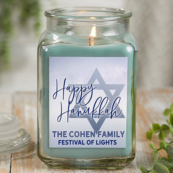 Hanukkah Personalized Scented Glass Candle Jars - 25280