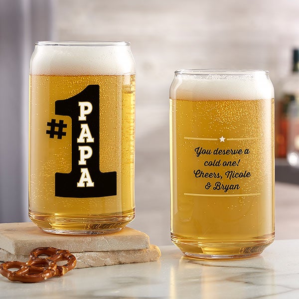 #1 Dad Custom Printed Beer Glasses - 25410