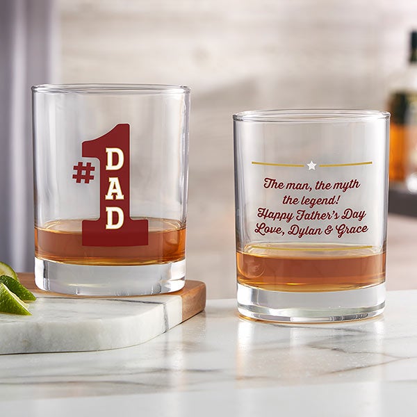 #1 Dad Custom Printed Whiskey Glasses - 25411