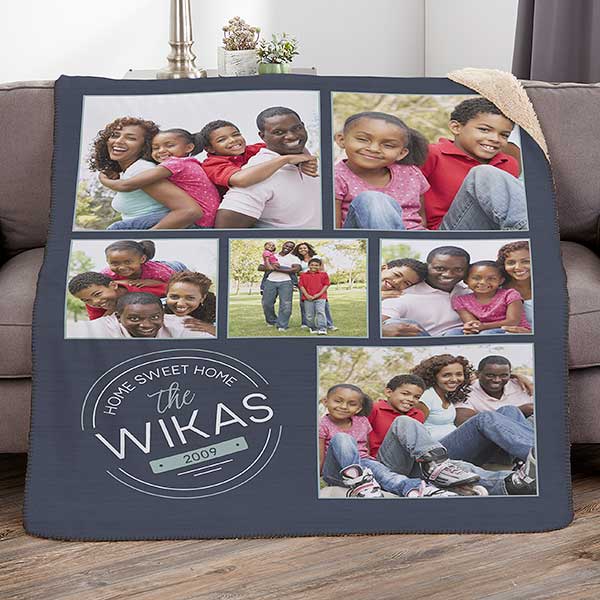 Personalized Family Photo Blankets - Stamped Family - 25412