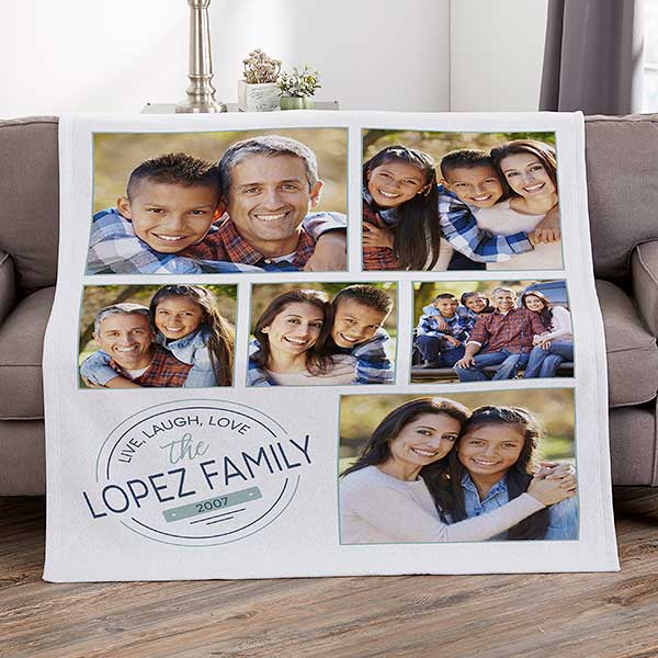 Personalized Family Photo Blankets - Stamped Family - 25412