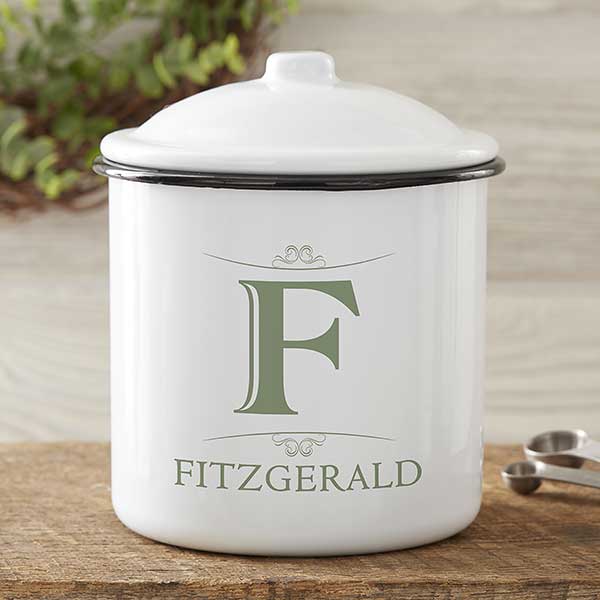 Elegant Monogram Personalized Enamel Kitchen Canisters - 25416