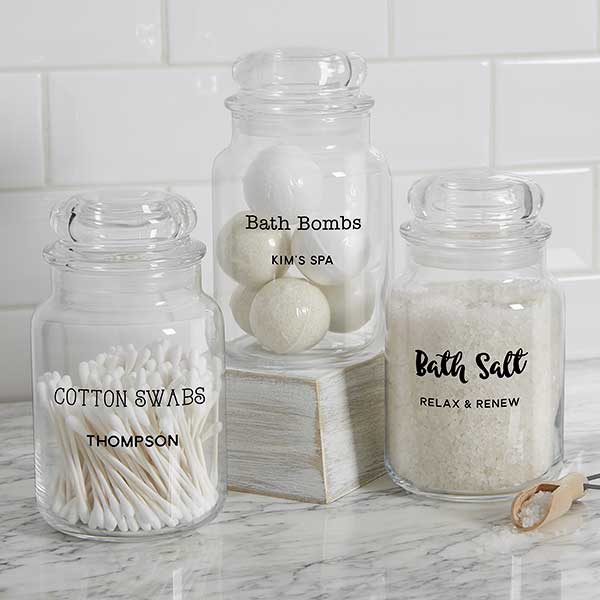 Bathroom Text Personalized Glass Storage Jars - 25430