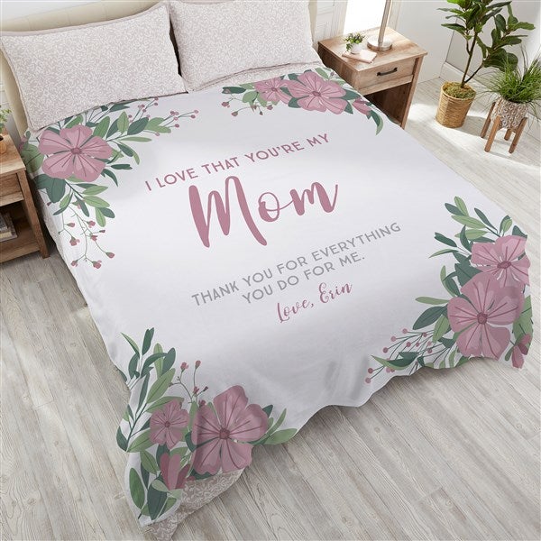 Floral Special Message Personalized 90x90 Plush Queen Fleece Blanket