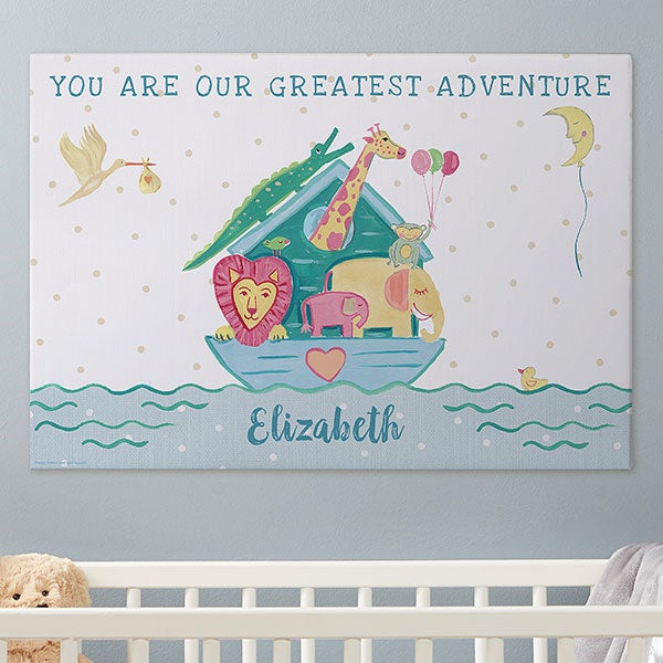 Noah's Ark Baby Personalized Nursery Canvas Art Prints - 25489