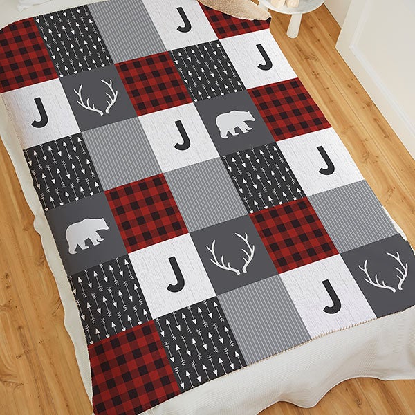 Buffalo Check Plaid Personalized 50x60 Sherpa Baby Blanket