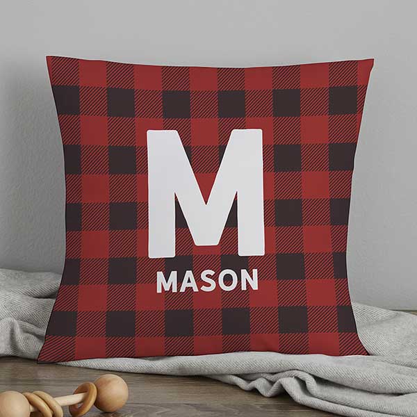 Personalized Buffalo Check Plaid Baby Throw Pillows - 25505