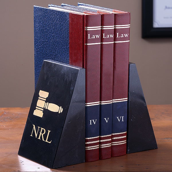 Monogram Marble Bookends Scales of Justice Legal Design