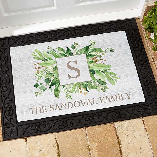 Spring Greenery Personalized Doormats - 25543