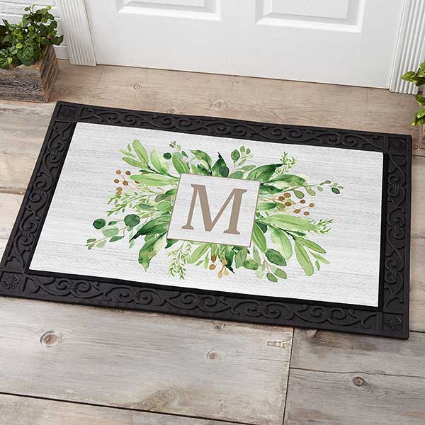 Spring Greenery Personalized Doormats - 25543