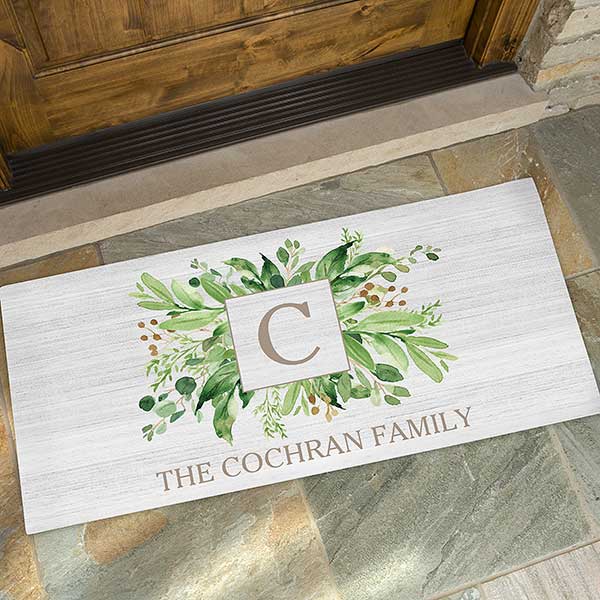 Spring Greenery Personalized Doormats - 25543