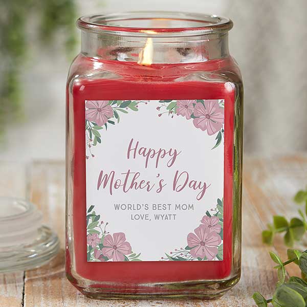 Floral Special Message Personalized Scented Glass Candle Jars - 25546