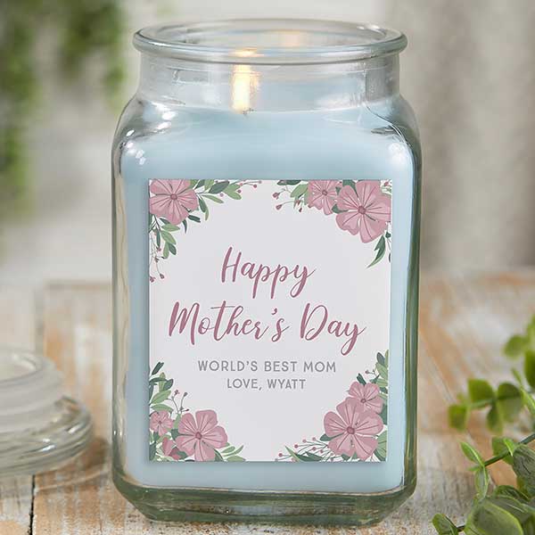 Floral Message For Mom Personalized Mason Jar Candle