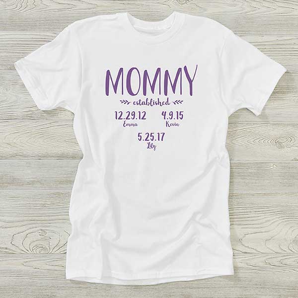 year Mom kids names established Women's T-Shirt Custom shirt personalized gifts for her Mother womens Mommy