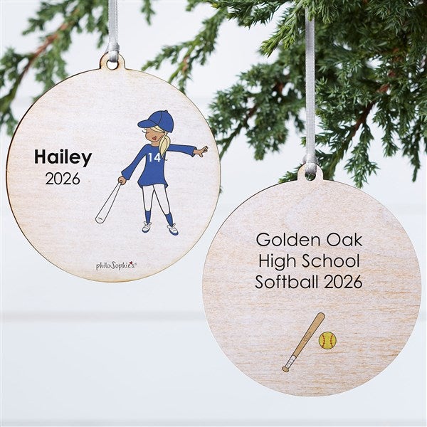 Personalized Softball Player Christmas Ornaments by philoSophie's - 25571