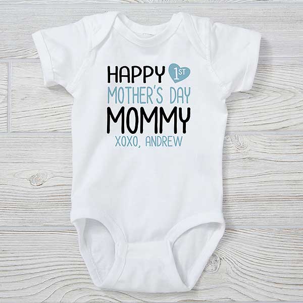 Happy First Mothers Day Hearts Mothers Day Baby Bodysuit Baby Vest Gift 106 