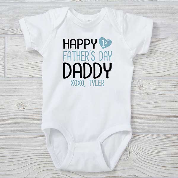Personalised Our 1st First Fathers Day Baby Kids Bodysuit long sleeve Boy 