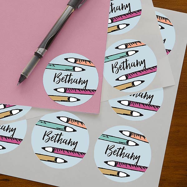 Playful Pencils Personalized Name Stickers - 25609