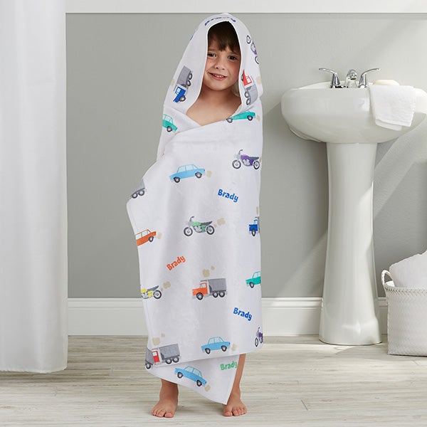 Modes of Transportation Personalized Kids Hooded Bath Towel - 25623