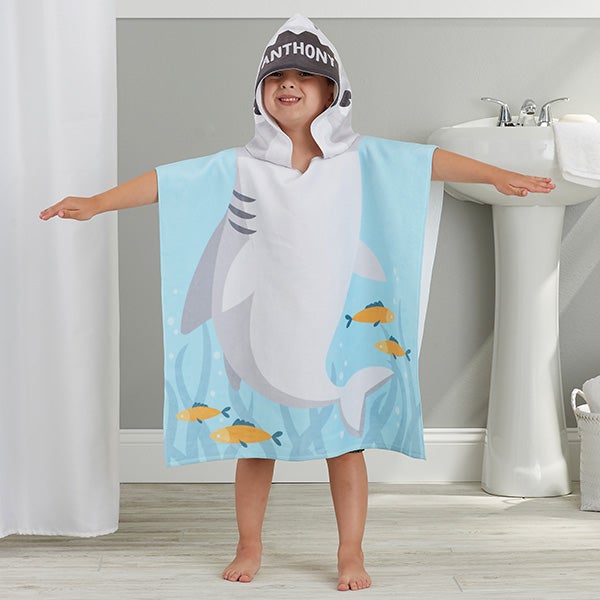 Shark Personalized Kids Hooded Poncho Bath Towel - 25624