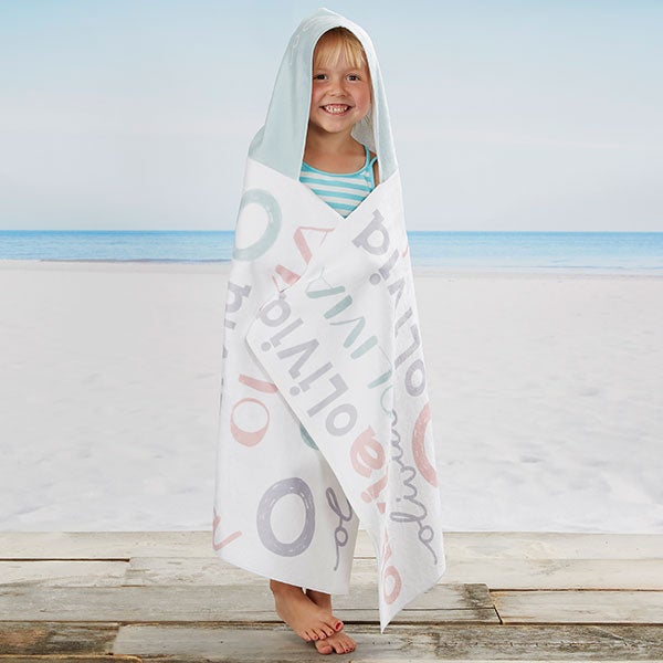 Girls Name Personalized Kids Hooded Beach & Pool Towel - 25628