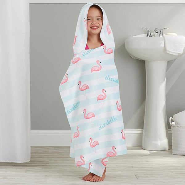 Flamingo Personalized Kids Hooded Bath Towel - 25631