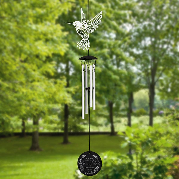 Memorial Gift Hummingbird Wind Chime Gift in Memory of Loved One in Sympathy for Garden or Porch by Weathered Raindrop 