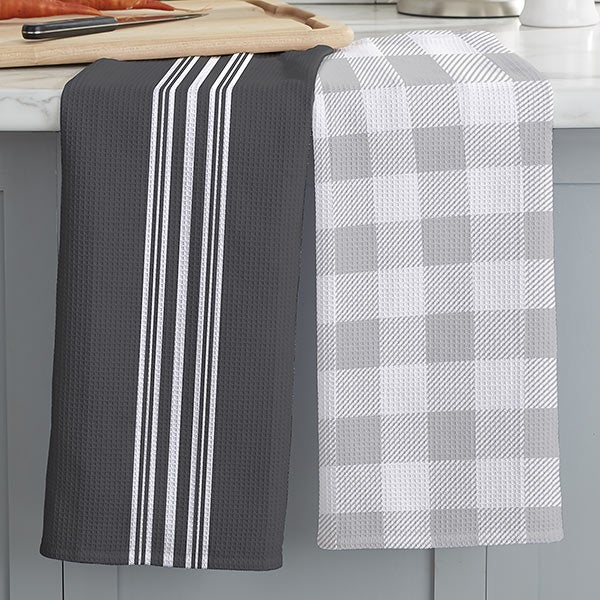 Modern Farmhouse Personalized Patterned Waffle Weave Kitchen Towels - 25653