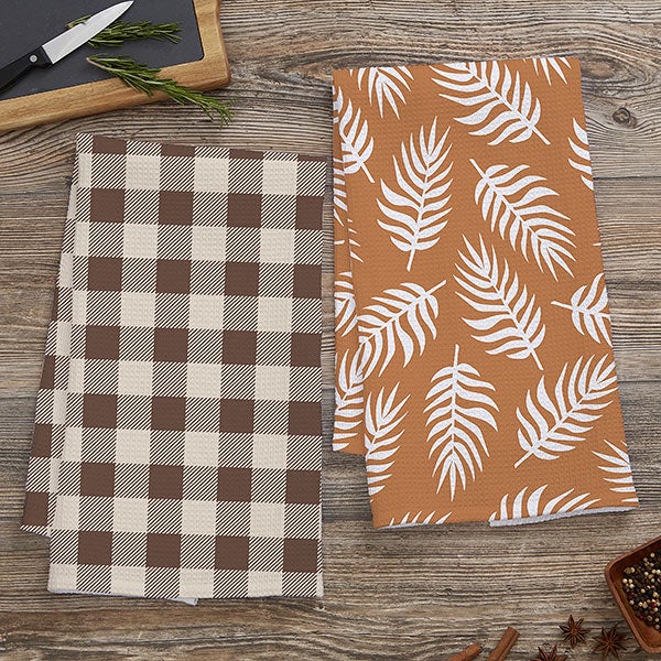 orange patterned towels