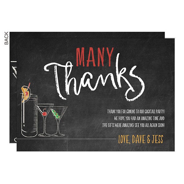 Cocktail Glasses Personalized Cocktail Party Thank You Cards