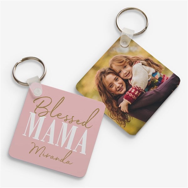 Blessed Mom Personalized Photo Keychain - 25678