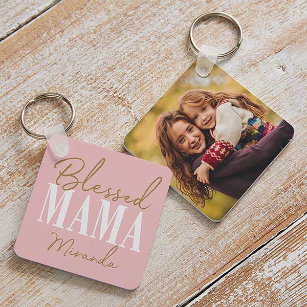 Blue Bestest Mummy Ever Gift Present Easter Personalised Photo Keyring 