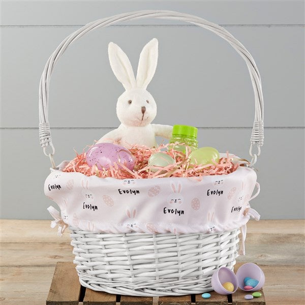 Bunny Treats Personalized Easter Basket With Drop-Down Handle - 25710