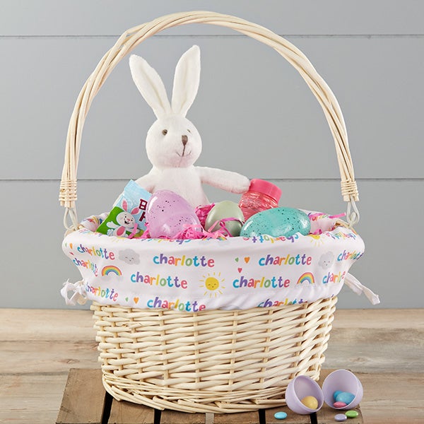 Rainbow Personalized Easter Basket With Drop-Down Handle - 25712