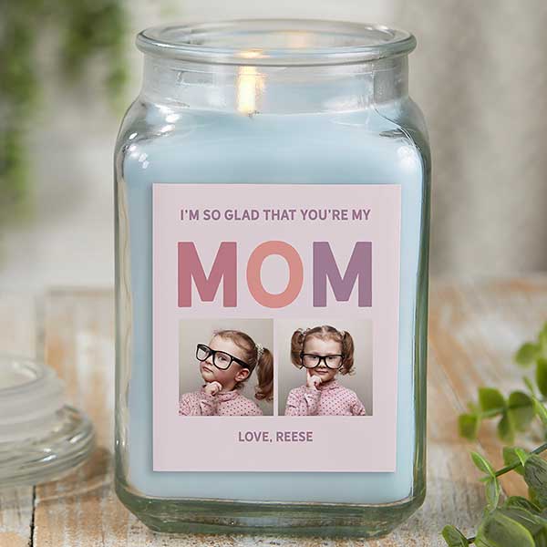 So Glad You're Our Mom Personalized Scented Glass Candle Jars - 25723