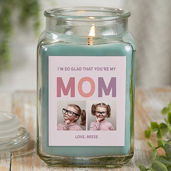 So Glad You're Our Mom Personalized Scented Glass Candle Jars - 25723