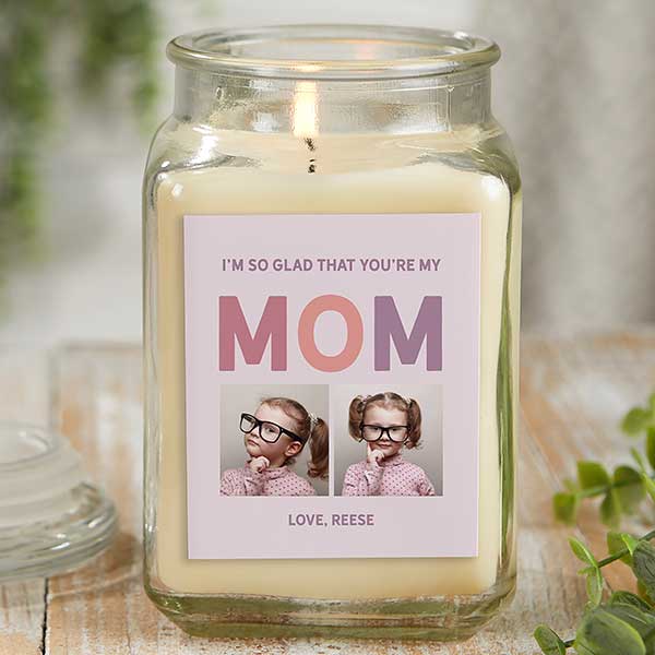 So Glad You're Our Mom Personalized 18oz Vanilla Bean Candle Jar