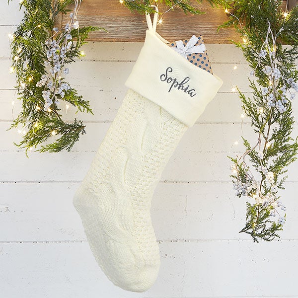 Personalized Modern Cable Knit Christmas Stockings - 25774