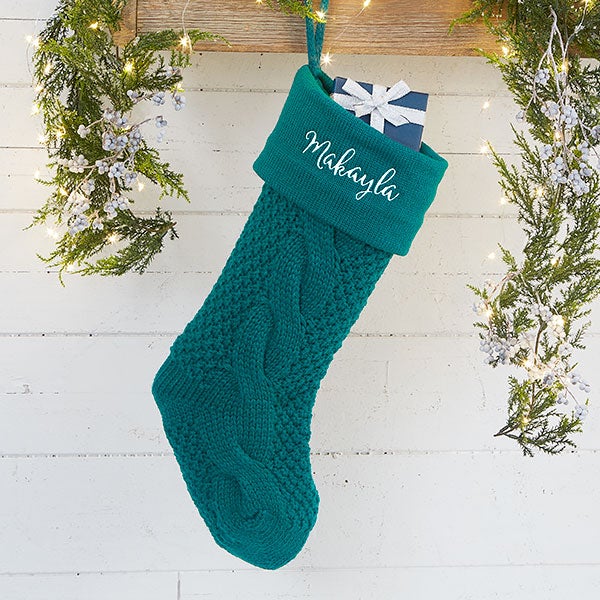 Personalized Modern Cable Knit Christmas Stockings - 25774