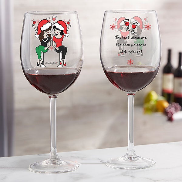 Personalized Christmas Best Friends Wine Glasses by philoSophie's - 25799