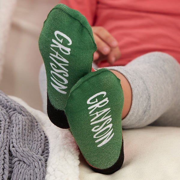 Striped Holiday Personalized Toddler Socks - 25815