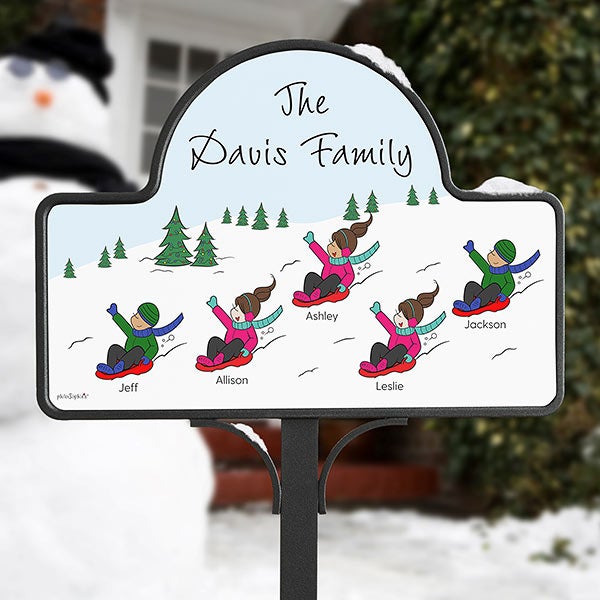 Christmas Sledding Family Personalized Garden Sign by philoSophie's - 25825