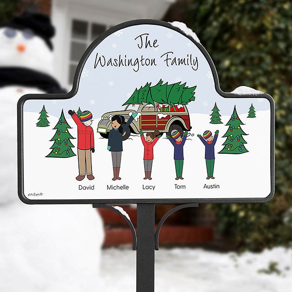 Christmas Car Family Personalized Garden Sign by philoSophie's - 25828