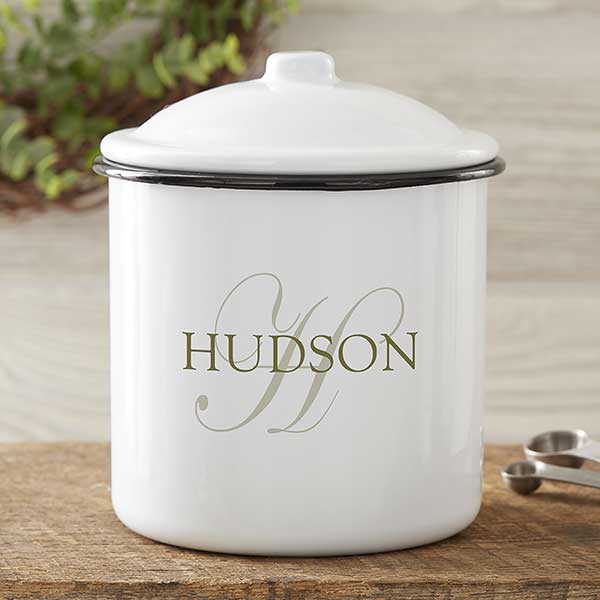 The Heart of Our Home Personalized Enamel Kitchen Canisters - 25829