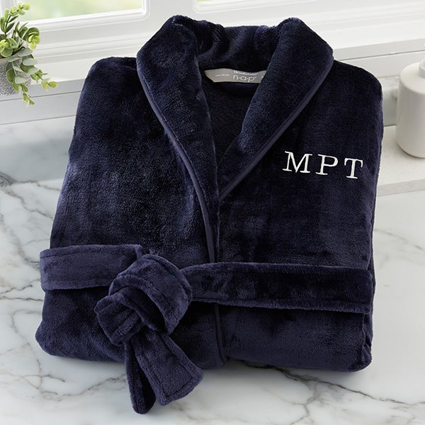 Brookstone Personalized Nap Unisex Navy Robe For The Home