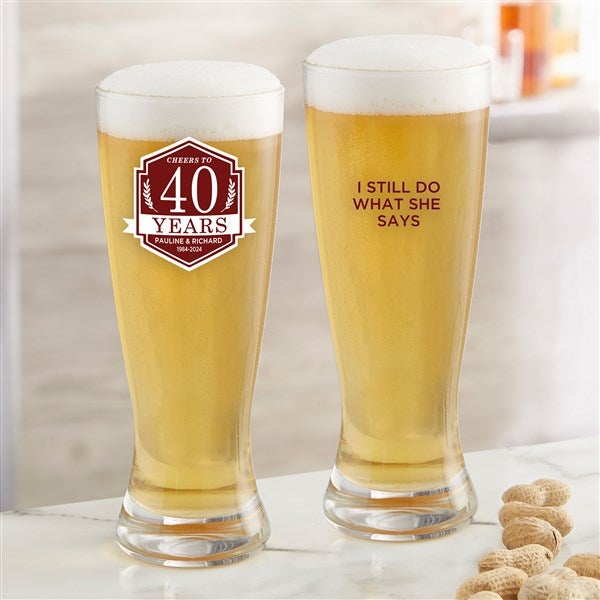 Personalized Anniversary Beer Glasses - 25838