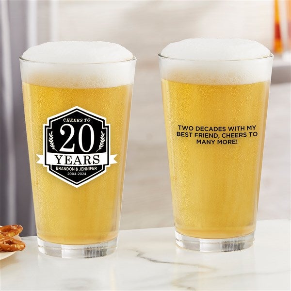 Personalized Anniversary Beer Glasses - 25838